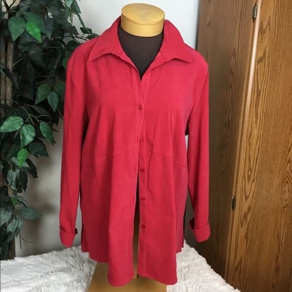 SAG Harbor Womans 20W softer color red button down long sleeve lined top… - Picture 1 of 13
